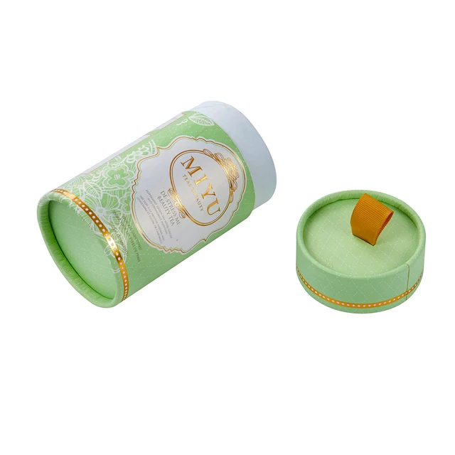 cylinder design green rigid hard paper luxury candle gift box