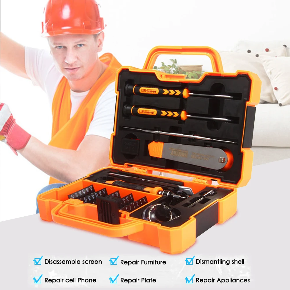 Großhandel JM-8139 45 in1 Professionelle Präzisions-schraubendreher-set Handwerkzeug Box Pinzette Werkzeuge für iPhone PC Reparatur Tools Kit