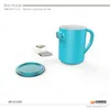 blue magnet mugs with stainless steel infuser and wood lid with various color