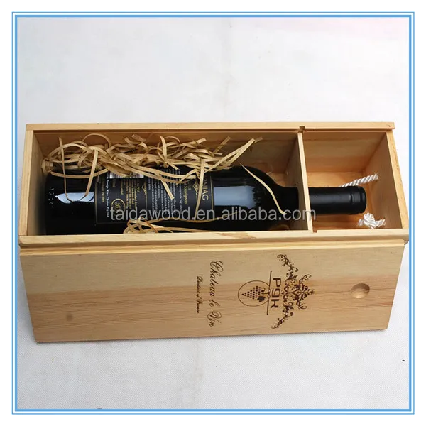 personalized wooden wine gift box , natural pine wooden