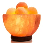 Himalayan salt lamp U L approved dimmer switch and bulb crystal rock light Himalayan Salt Bowl lamp with massage balls