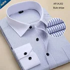 New style spring autumn slim fit white collar mens striped dress shirt