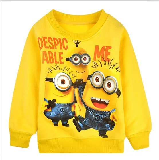1pcs/lot 2015 despicable me 2 minion boys cartoon clothes girls nova children winter minions clothing casual kids hoodies