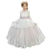 Flower Girl Dress For Wedding party Long Sleeve Tulle Lace Bow Ball Gown Little Girls First Communion Dresses girls party dress
