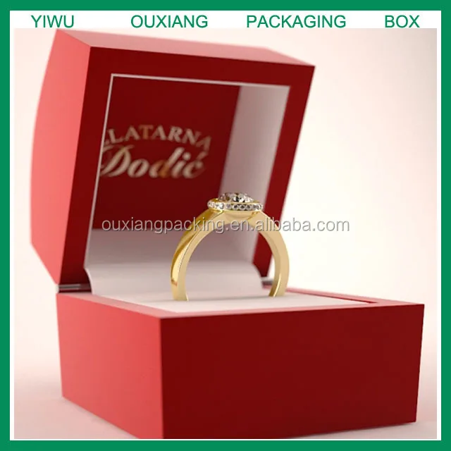 design hot sale red lacquer  finish single ring box material