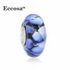 Blue Lampwork Glass Bead Fashion Flower Crystal Beads Wholesale fits European Charm Bracelet