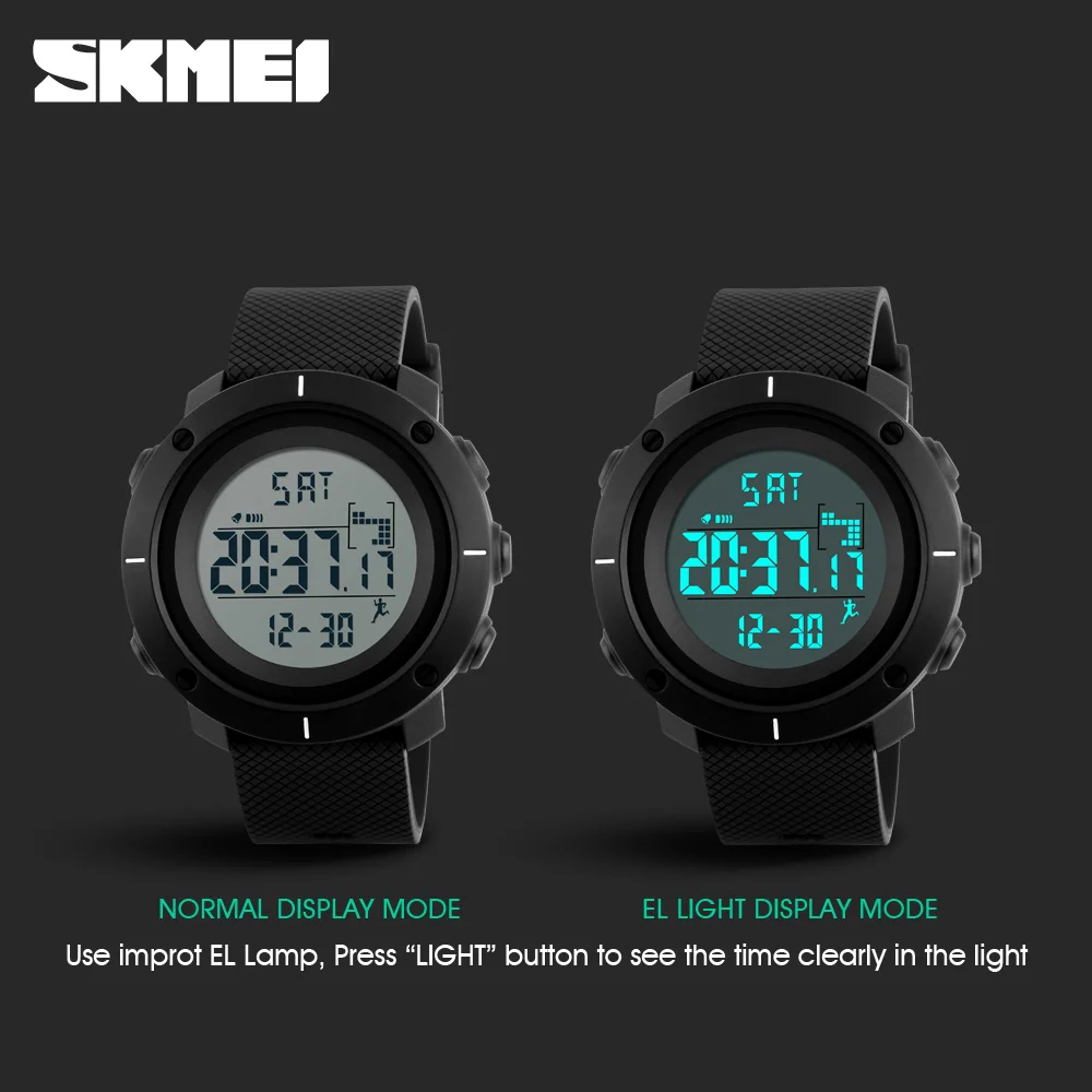 Jam tangan chronograph big dial pedometer skmei watch for men