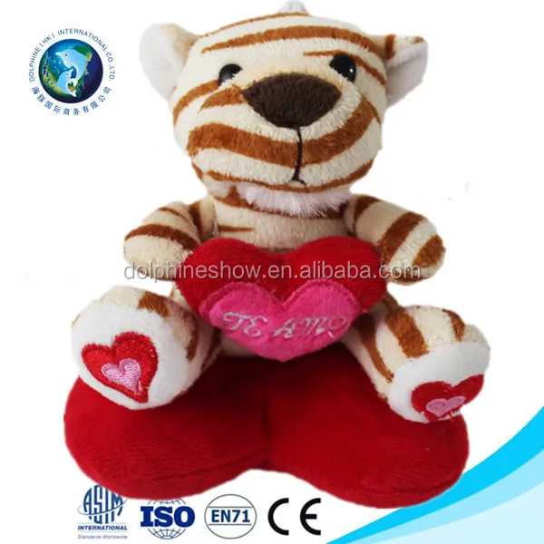 valentine day gift stuffed animals plush tiger toy with red