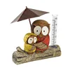 Factory direct price cute polyresin owl figurine taking Umbrella decorative plastic rain meter gauge