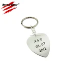 Stainless Steel Guitar Pick Round Metal Key Chain