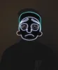 Stylish Led Strip Neon Blue Morty Cartoon Mask Masquerade Fashion Show Favors EL Tube Fluorescent Funky Mask Sound Control