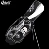 Golf Stand Bag Pu Leather Golf Carry Bag Black Embroidery Series 8-ways 9.0"