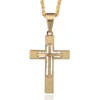 Custom Stainless Steel Boy Jewelry Supplies Double Cross Necklace Pendant Gold Fill Necklace