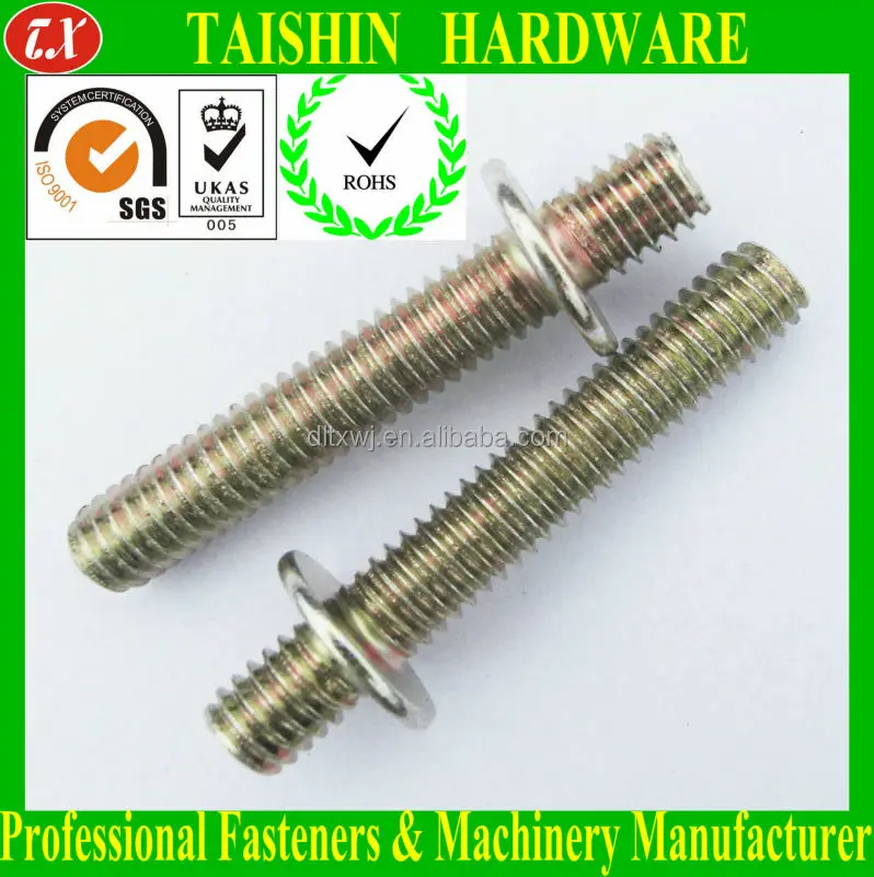 Special Double Ended Sided Threaded Headless Screw With Round Washer