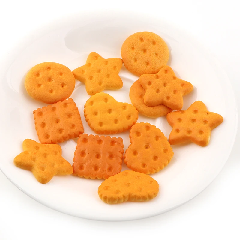 Hot Sale 20-25mm 20PC Mix Resin Flatback Cookies Flat Back Cabochon Kawaii DIY Resin Craft Decoration Miniature Resin Bread Food
