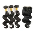 Hot Selling Good Feedback Remy Hair Extension Natural Body Wave Virgin Brazilian Human Hair Weave Bundles With Closure