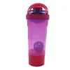 Multifunction plastic shake cup black protein shaker bottle with storage compartment