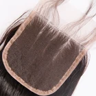 Large stock natural color size 4 * 4 length 8 - 24 inch silk straight brazilian human hair lace closure