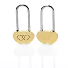 AJF hot sale blank solid brass double heart love lock beautiful padlock