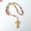 Christian mix color wood catholic rosary