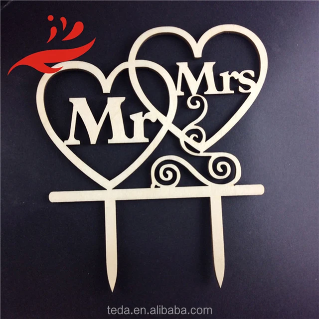 laser cut and engrave wooden cake topper, wedding cake topper