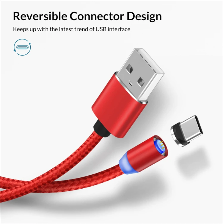 3.0A 3 in 1 Magnetic USB Cable Fast Charge Sync Data Magnet Braided Type C Charging Cable With Led Indicator Micro USB Cable - ANKUX.COM