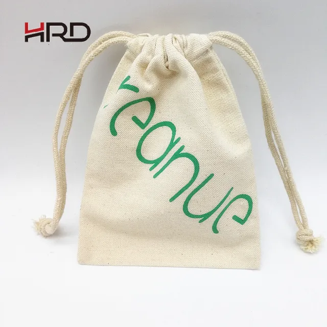 custom string jewelry natural drawstring pouch canvas bag cotton