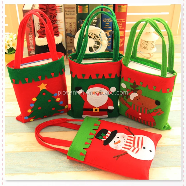 handmade christmas felt gift bag,felt fabric treat candy party