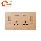2 Gang Switch 3 Pins Universal Wall Socket With Usb 13A Outlet Plugs Electrical Socket