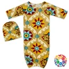 Colorful Print Newborn Baby Gowns 0-2 Years Old Baby Evening Gown Sleeping With Hat