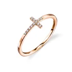 14K rose gold jewelry wholesale CZ micro pave eternity antique cross ring