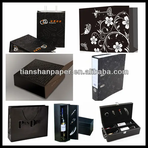 customized 80~450gsm coated double side black cardboard/card