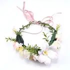 Bulk festival prom white floral hair accessories wreath flower headband for girls