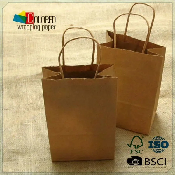 cheap simple brown kraft paper bag with twisted paper handle