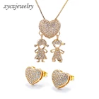 Set Necklace Mother's Day Gold Jewelry Set Great Love Trendy Earrings Necklace Heart Jewelry