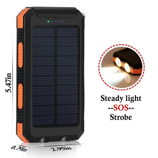 Solar Charger with Urgent Power Bank Compact Durable Waterproof Charges Cell Phone Power Bank While Outdoor Traveling - ANKUX.COM