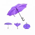 Double Layer Rain Sun C Shape Handle upside-down umbrella