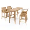 luxury 5 star hotel Teak Outdoor Furniture modern dining room set Garden 5PCs bar chair bar table set