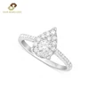 wholesale 925 Silver Zircon AAA Multi Stone Halo Pear Shaped Engagement Ring