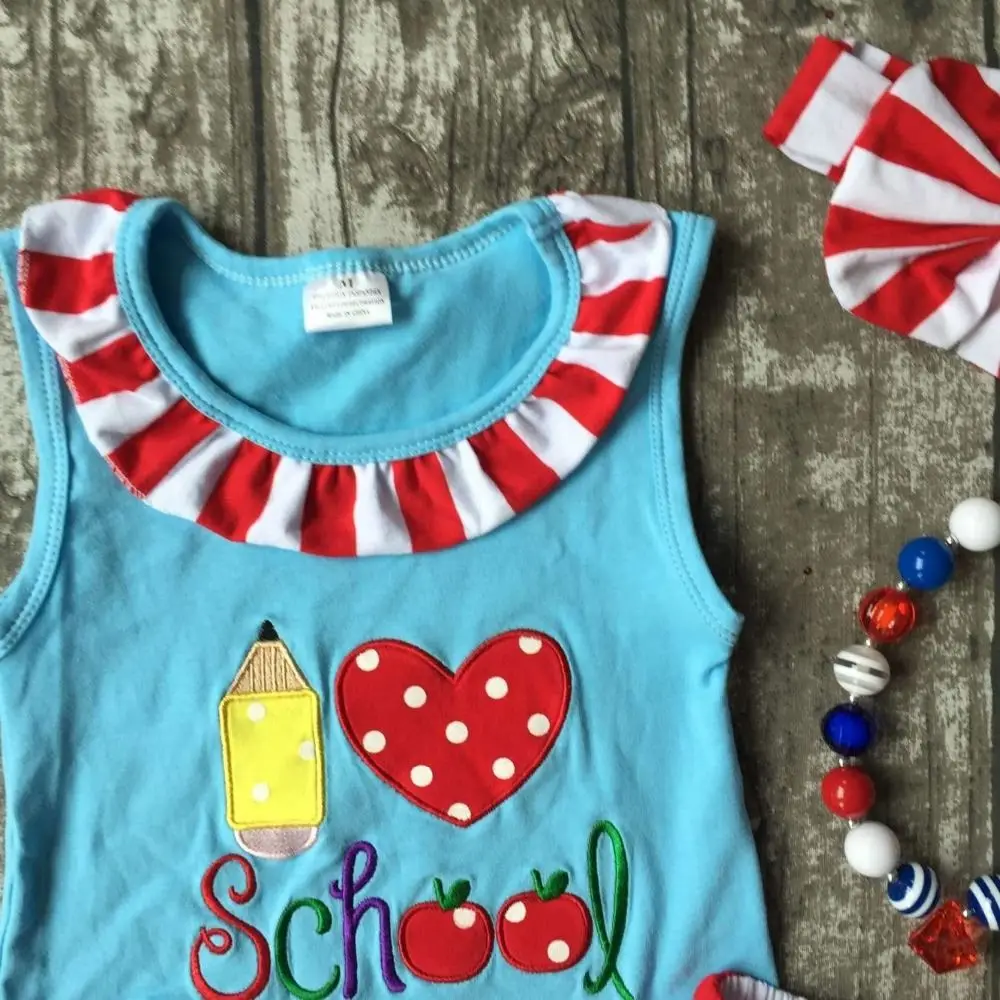 back to school otufits girl shorts striped pencil heart clothing shorts summer girl boutique shorts with match accessories