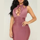 Womens Polyester Hight Neck Cut Out Bandage Dresses lansa bandage dress