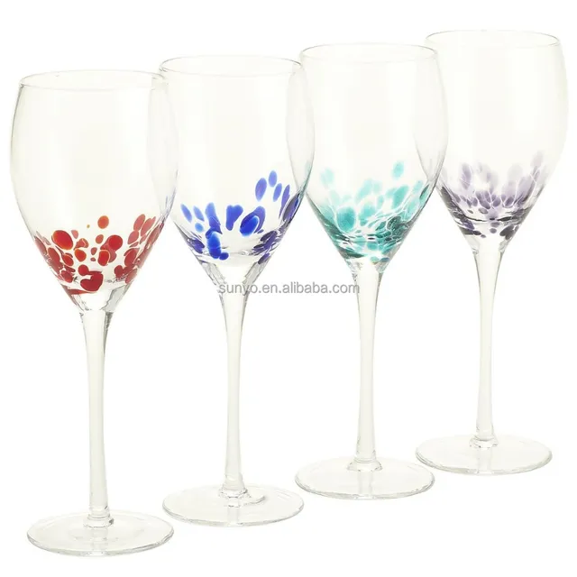 handmade handpainted wine glasses/water glass with colored dot
