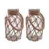 Rustic Hanging Mason Jar Creative Rope Net Dry Flower Glass Vase with Handle