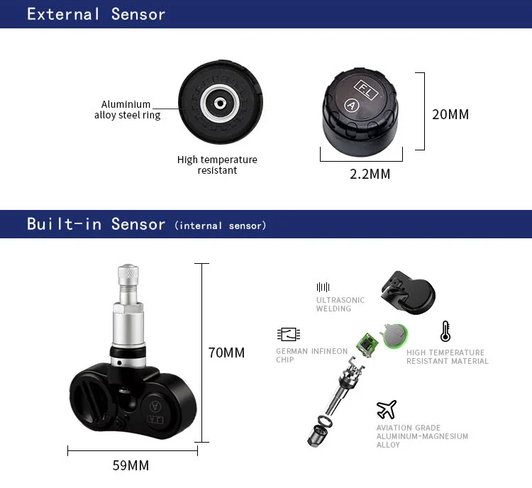 Wireless Solar internal tpms 433.92MHz
