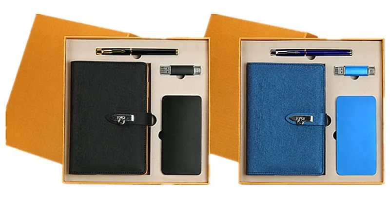 2017 office stationery leather notebook business gift set with
