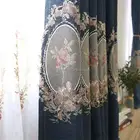 Faux Linen Embroidered Luxury European Style Window Curtain