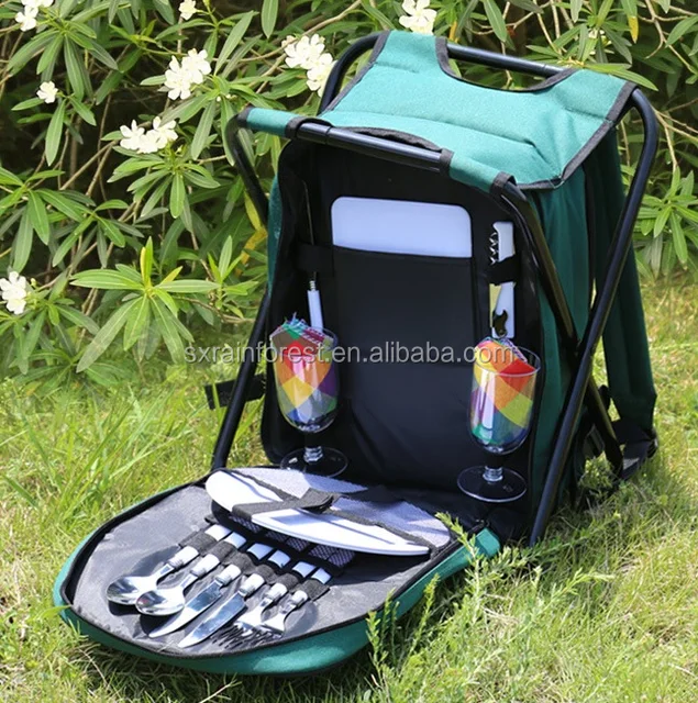 high quality 4 persons picnic cooler bag with folding chair