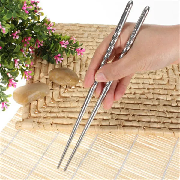 2016 Hot Sale 5Pair/lot Chinese Stylish Non-slip Design Stainless Steel Chopstick For Eating