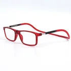 Wholesale new magnet hanging neck reading glasses folding soft plastic color portable hd magnifying reading glasses