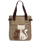 Hand Bag China Supplier New Design Cut Cat Canvas Hand Carry Ladies Hand Bag